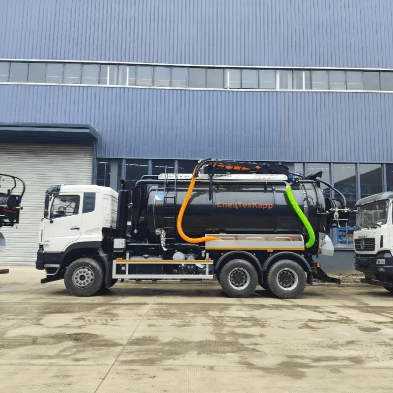 Комбинированный гидроструйный и вакуумный канализационный самосвал Dongfeng 6×4 для России